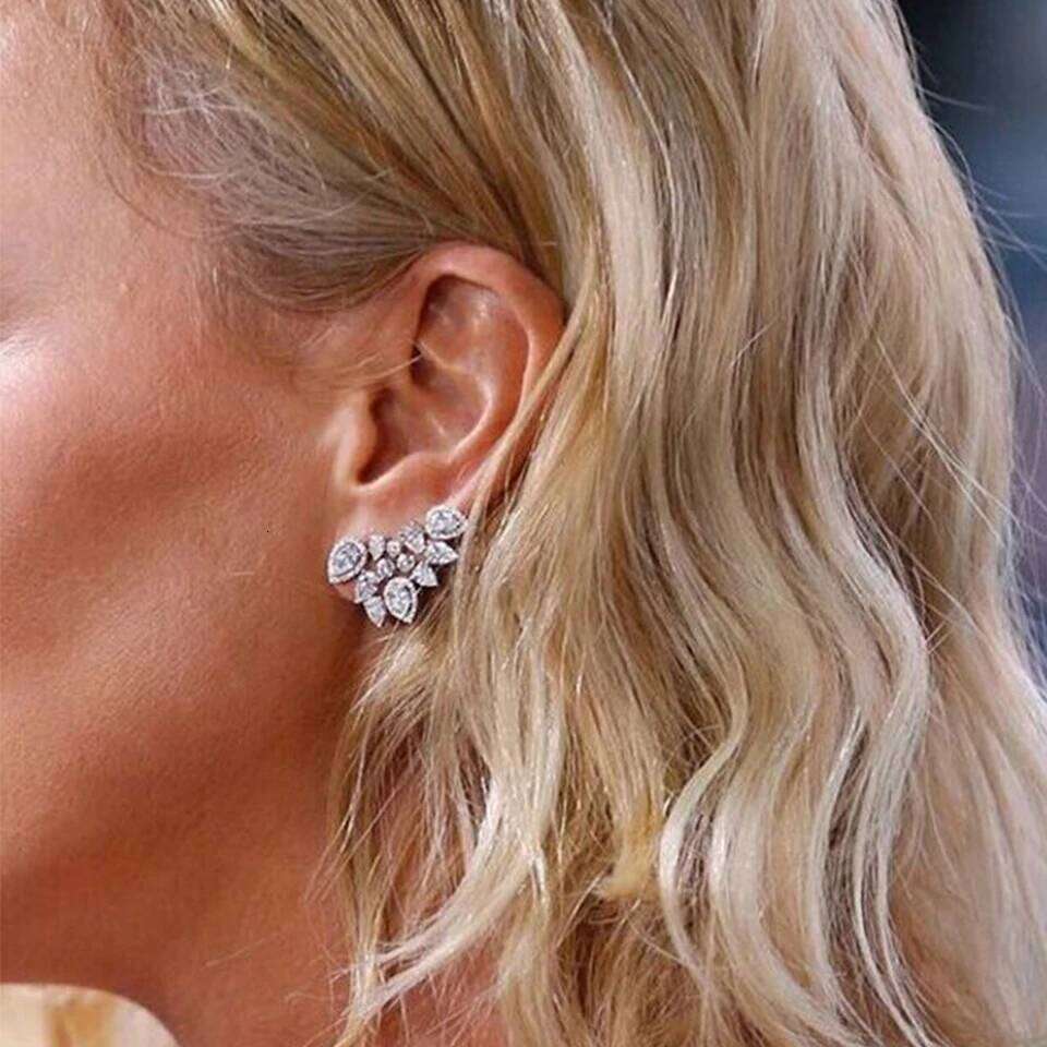 ZAKOL Luxury Silver Color Statement Flower Stud Earrings for Women Fashion AAA Zirconia Crystal Ear Jewelry Bridal Wedding Gifts