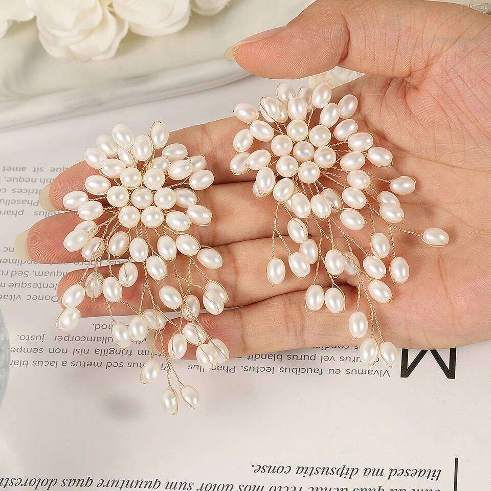 ZAKOL Elegant Imitation Pearls Flower Earrings Luxury Handmade Beading Earring Bridal Wedding Party Jewelry