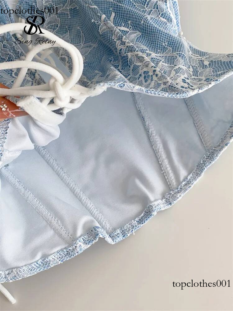 SINGREINY Sexy Lace Strapless Mini Top Ladies Backless Bandage Camisole 2025 Fashion Women Hotsweet Senior Chic Beachwear Corset