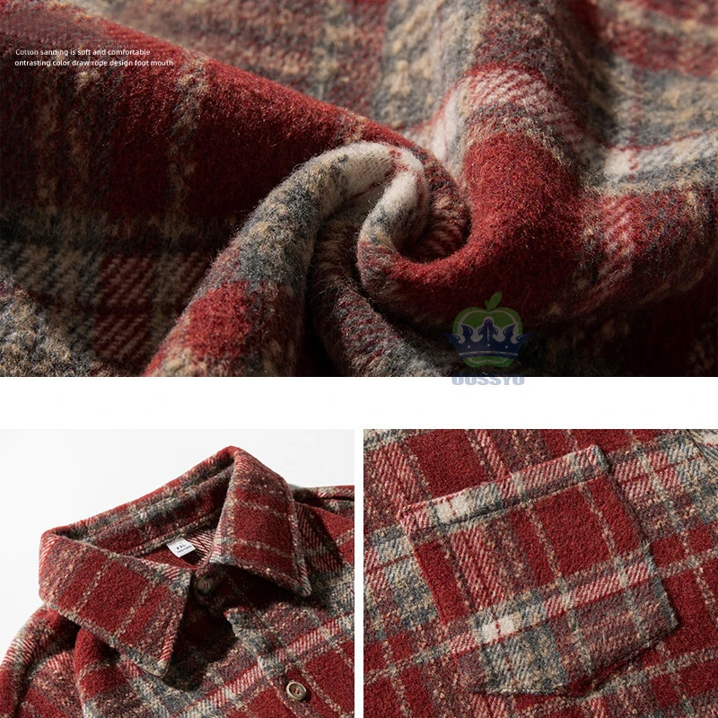 Clothing Plaid Shirt Men Harajuku Korea Mens Daily Casual Work Long-sleeved Thick Shirt Autumn Winter Shirt Jacket 251226