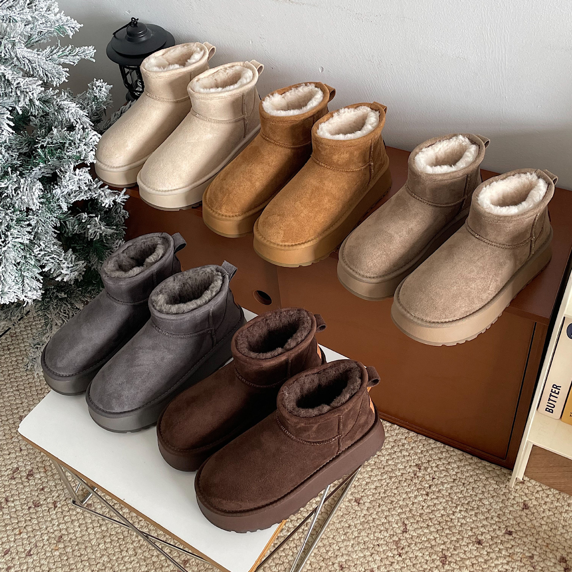 2025 autumn and winter new snow boots versatile vintage thick soled fleece-lined keep warm cotton shoes for women