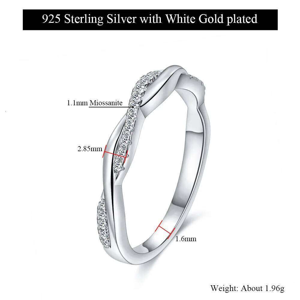 2ct D Color Moissanite Ring For Women 925 Sterling Silver with White Gold Plated Lab Diamond Engagement Wedding Band Jewelry 9a7