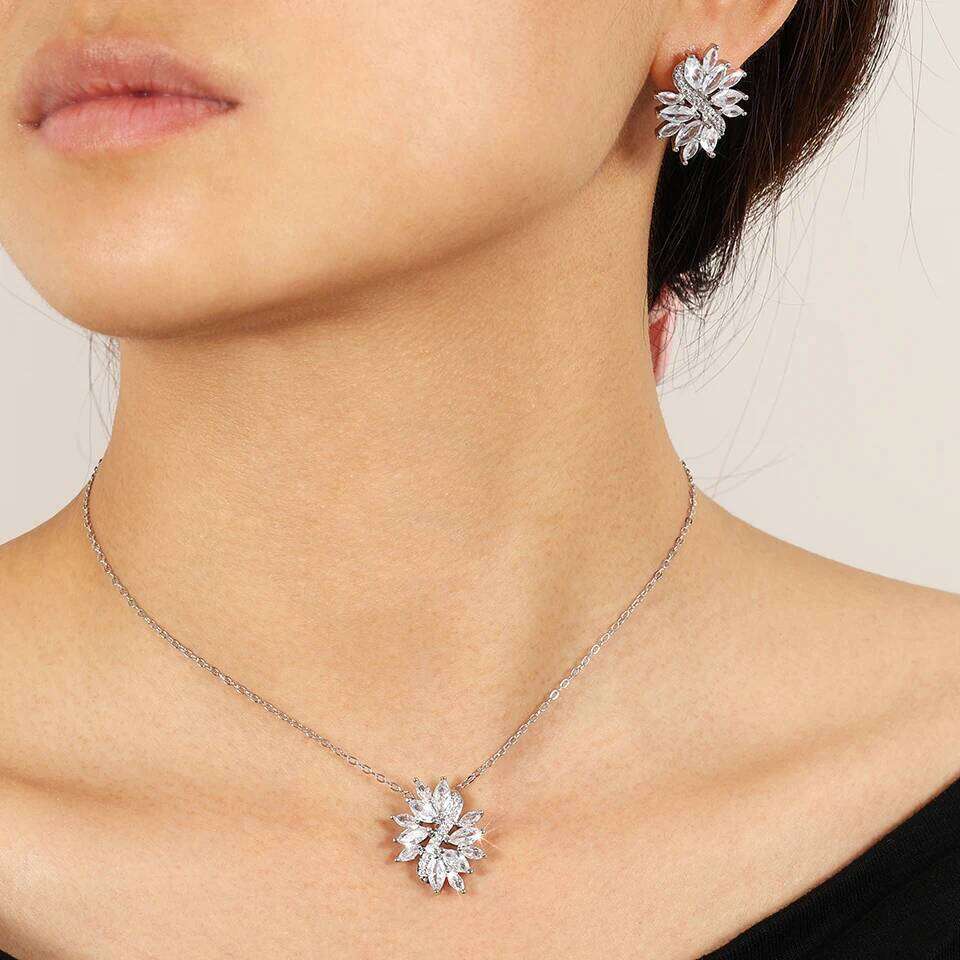 ZAKOL Luxury Buling Clear AAA Zircon Earring Necklaces Boxs 3 Pcs Set for Women Exquisite Jewelry Gifts With Gift Box