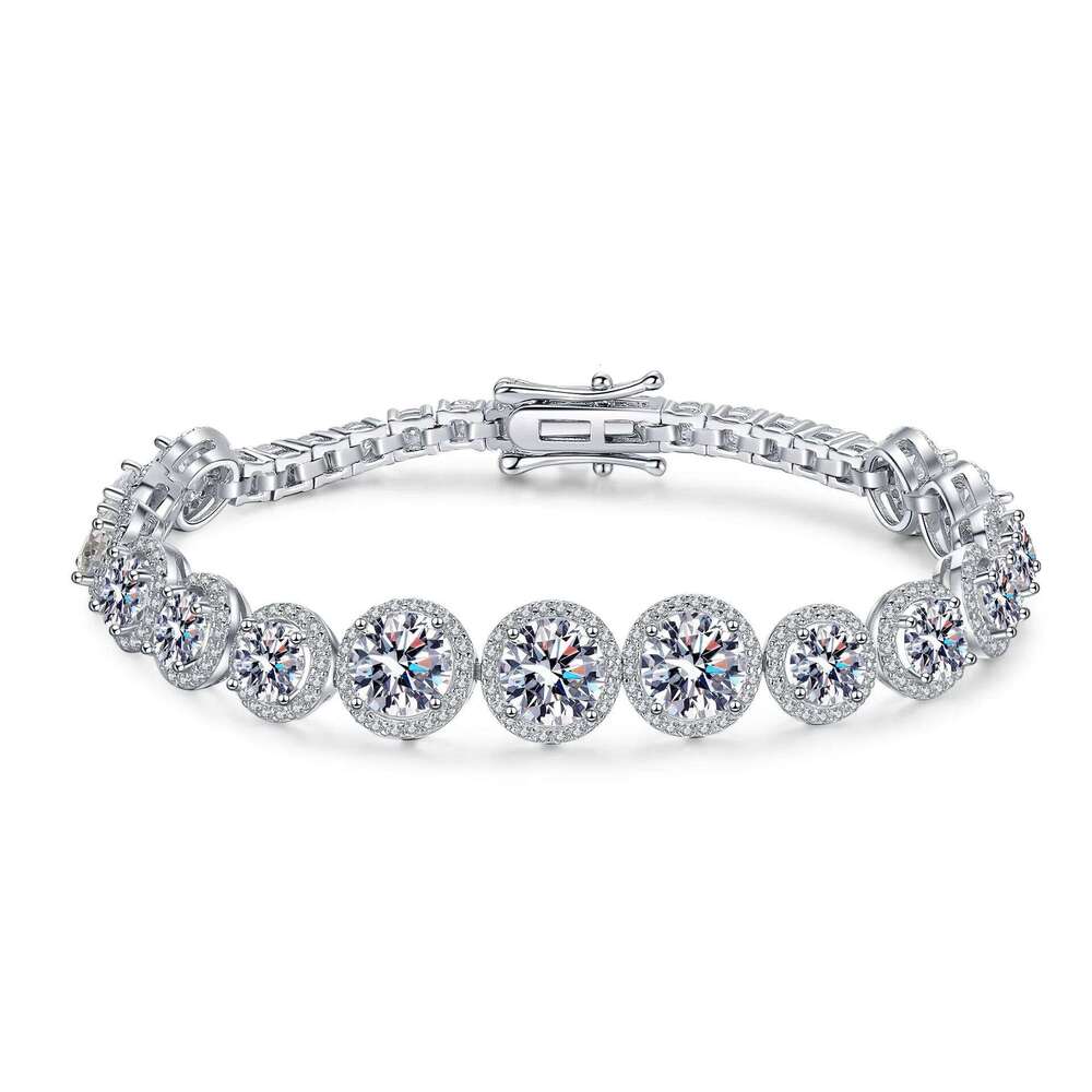 Moissanite Tennis 925 Sterling Silver Plated White Gold Bracelet for Women Man Sparkling Party Jewelry 7ae