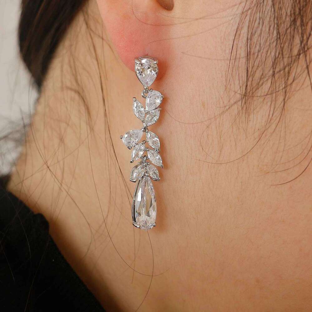ZAKOL Sliver Color Teardrop Zirconia Bridal Earring for Women Charm Buling AAA CZ Crystal Wedding Party Jewelry Gift
