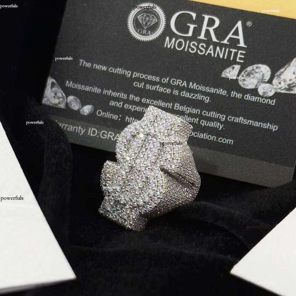 14k White Gold with 8mm Silicon Stone and Side Lab-Grown Diamond Ice Out Ring