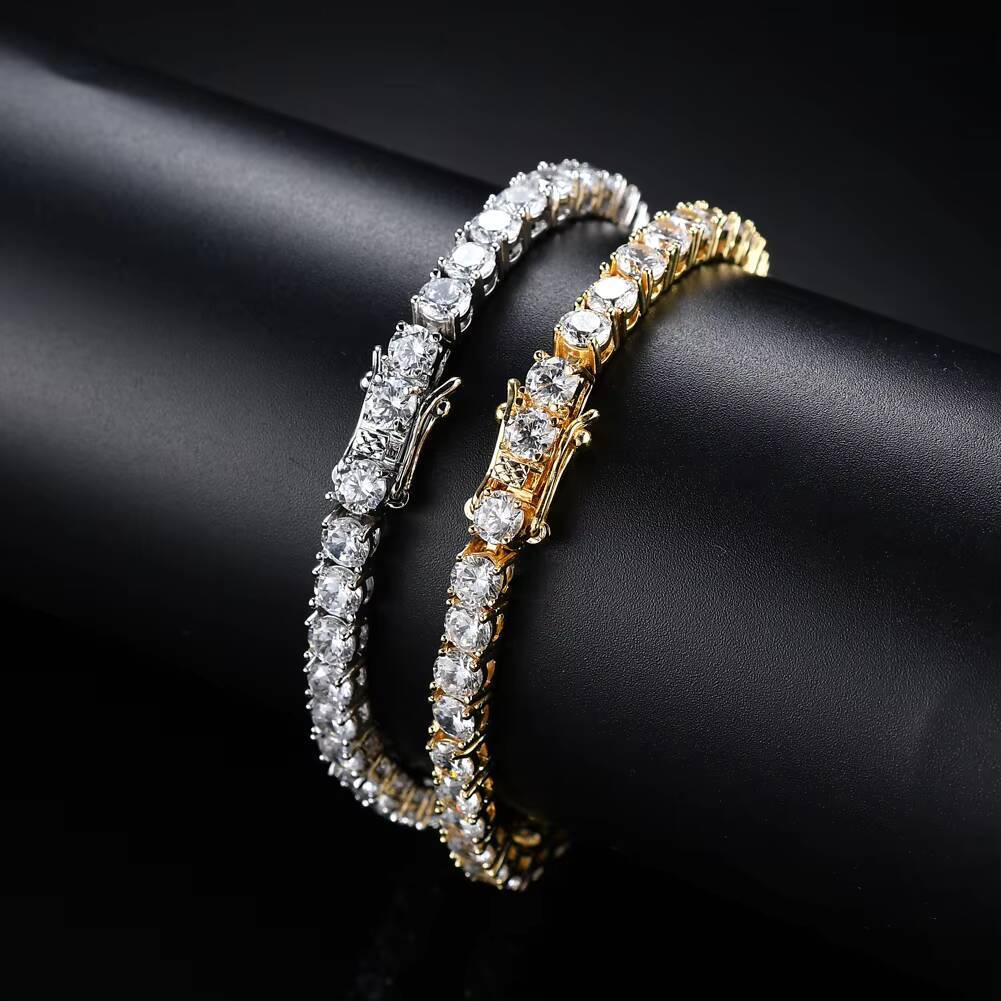 9k 14K 18K White Gold Fine Jewelry Tennis Bracelet with 2mm-5mm Lab Grown Diamonds Paving Diamond Bracelet Bangle