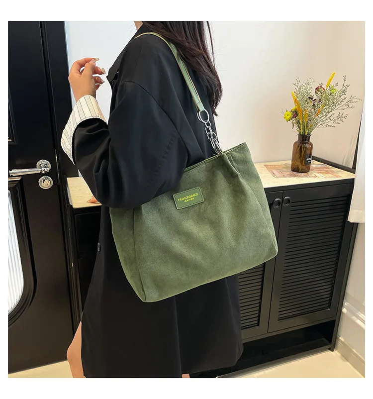 Large-Volume Suede Stylish Commuter Tote Bag For Ladies With One Shoulder Bag 251225