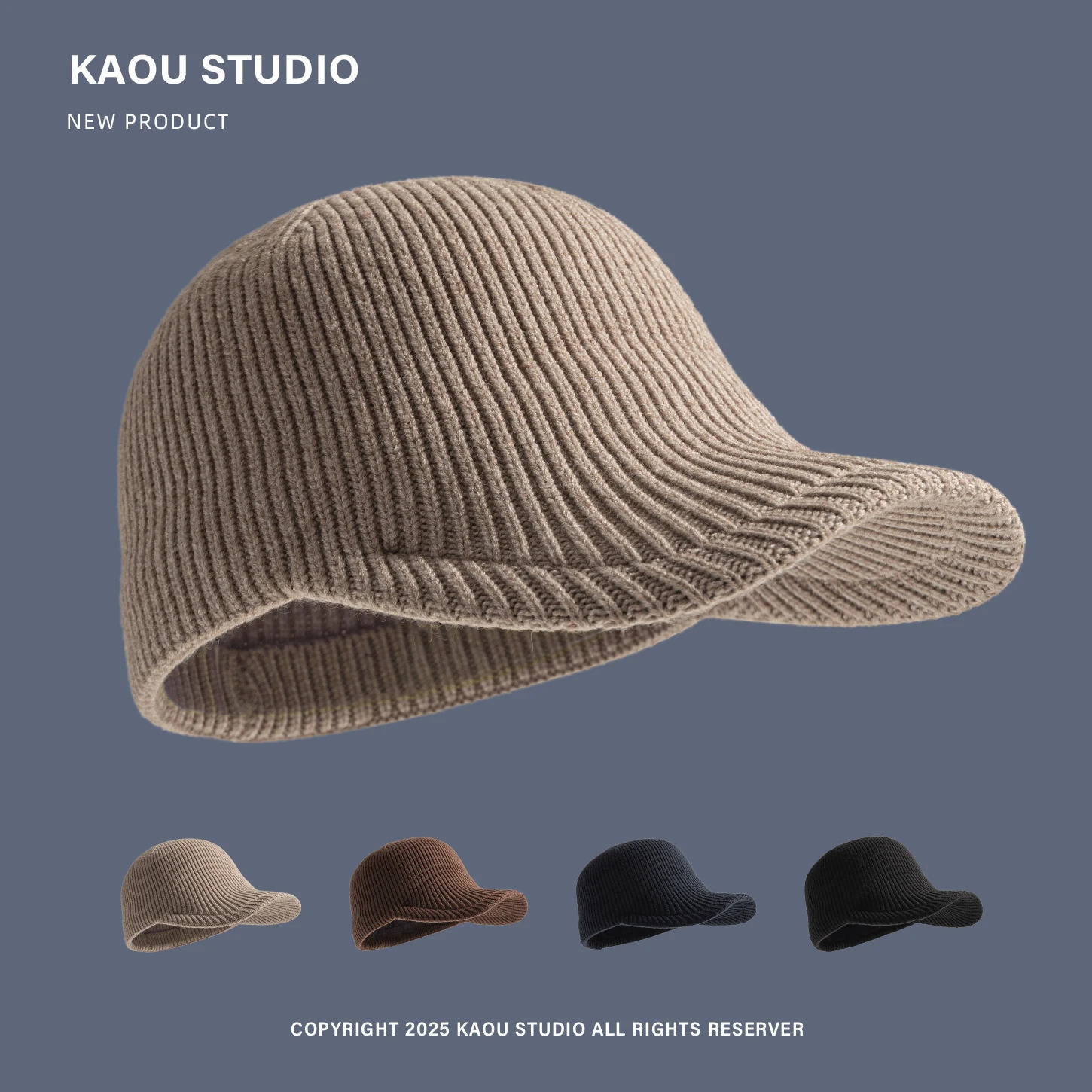 Old Money Style Small Group Autumn and Winter Knitted Flat Baseball Cap Solid Color High-end Warming Woolen Equestrian Hat 251225 - view 3