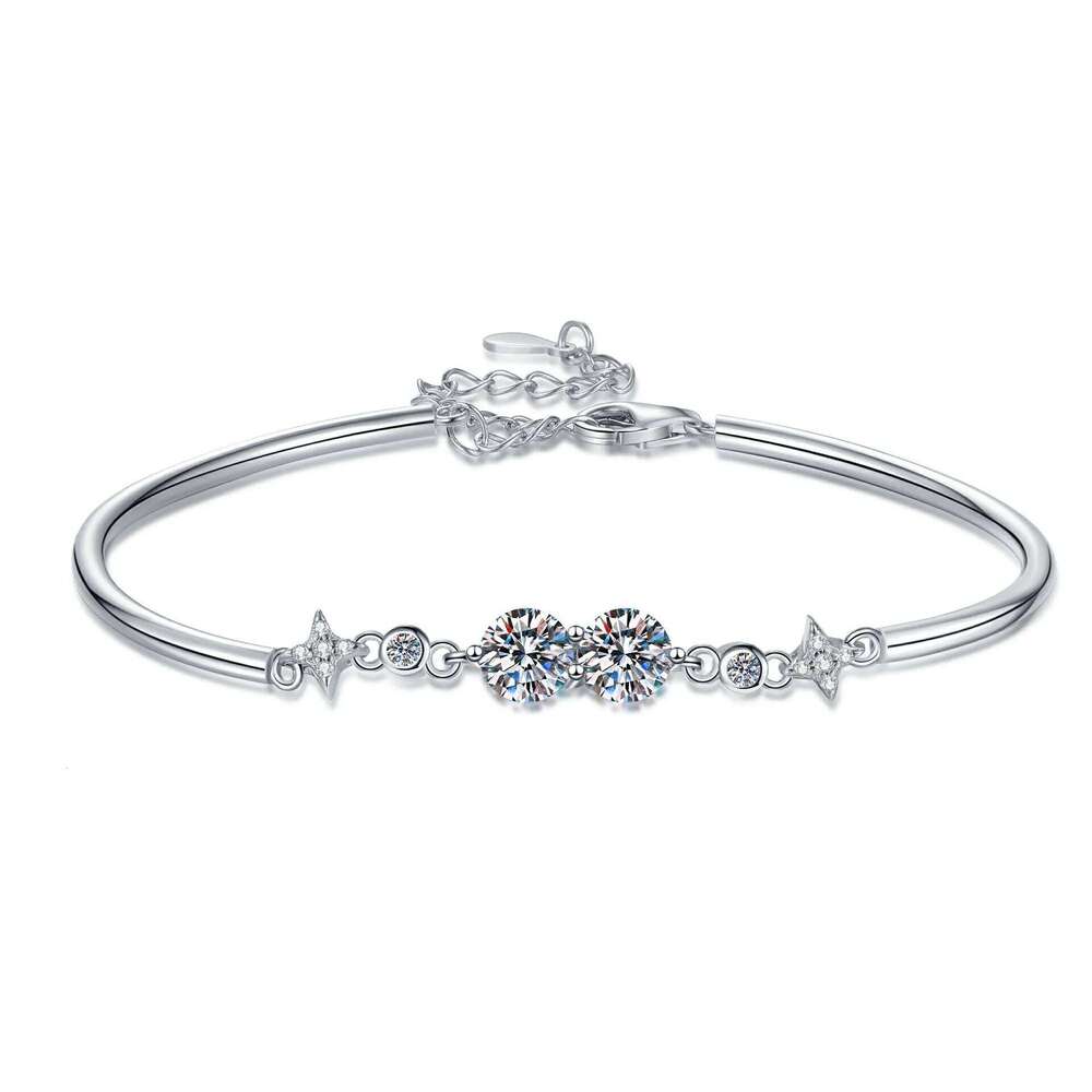 1ct D Color Moissanite Tennis 925 Sterling Silver Plated White Gold Bracelet for Women Man Sparkling Party Jewelry 27a