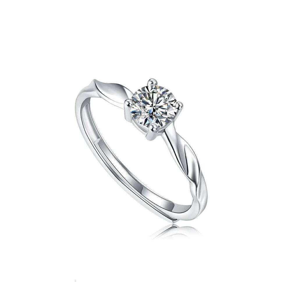 0.5ct D Color Moissanite Engagement Couple Ring for Women 925 Sterling Silver Gold Plated Solitaire Rings Wholesale ca2