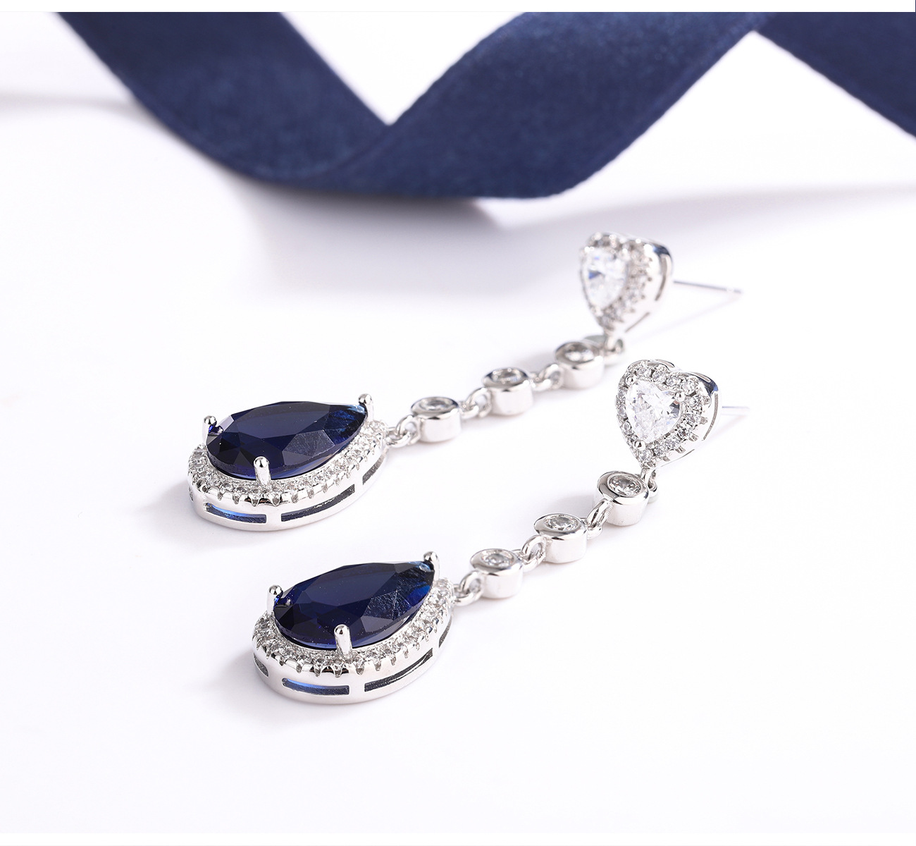 Choucong Gorgeous Dangle Earrings Luxury Jewelry 925 Sterling Silver Water Drop Multi Color Lab Moissanite Diamond Gemstones Party Women Long Tassel E