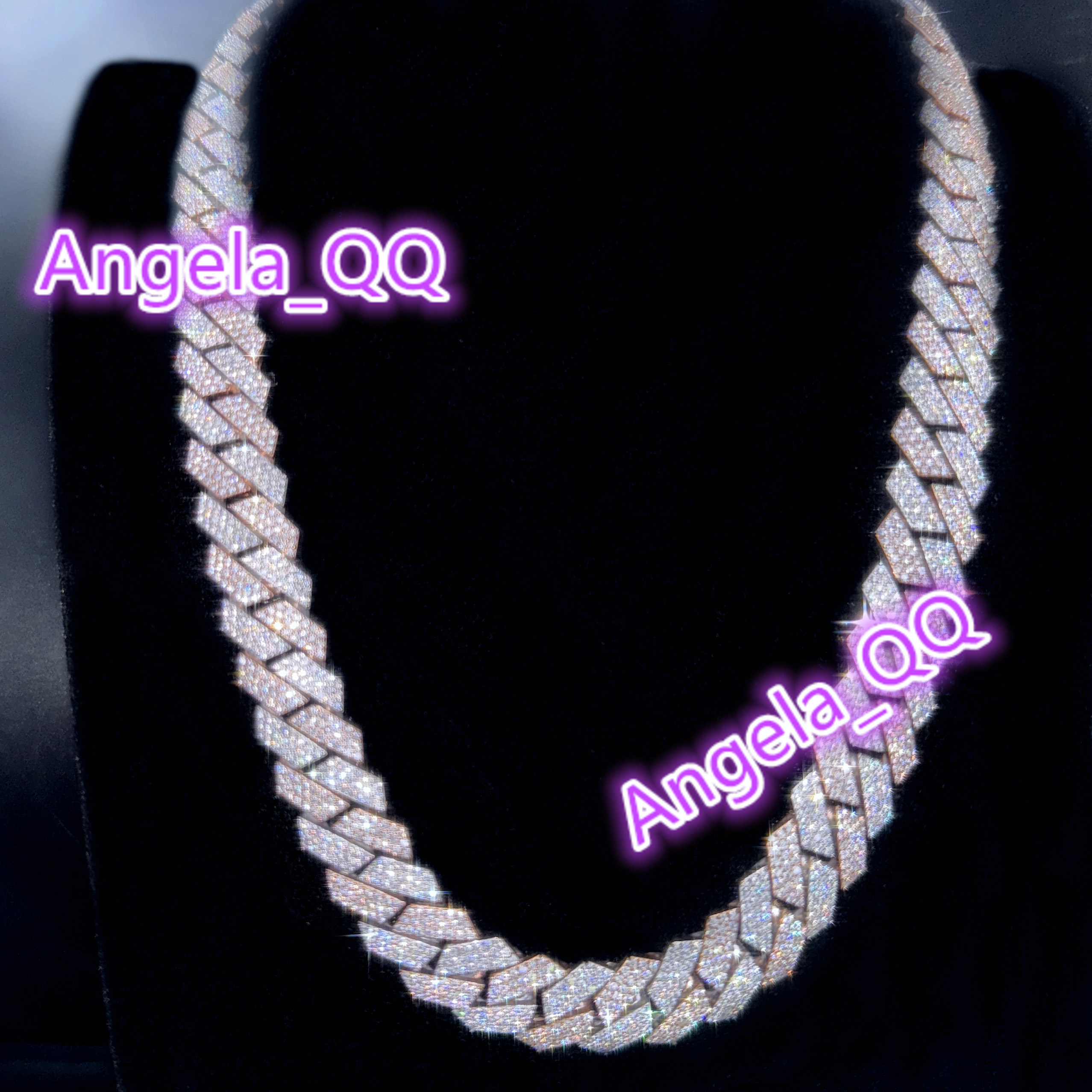 Cuban Link Moissanite Pass Diamond Tester 925 Silver 15mm Two Tone Hip Hop Diamond Cuban Links Chain