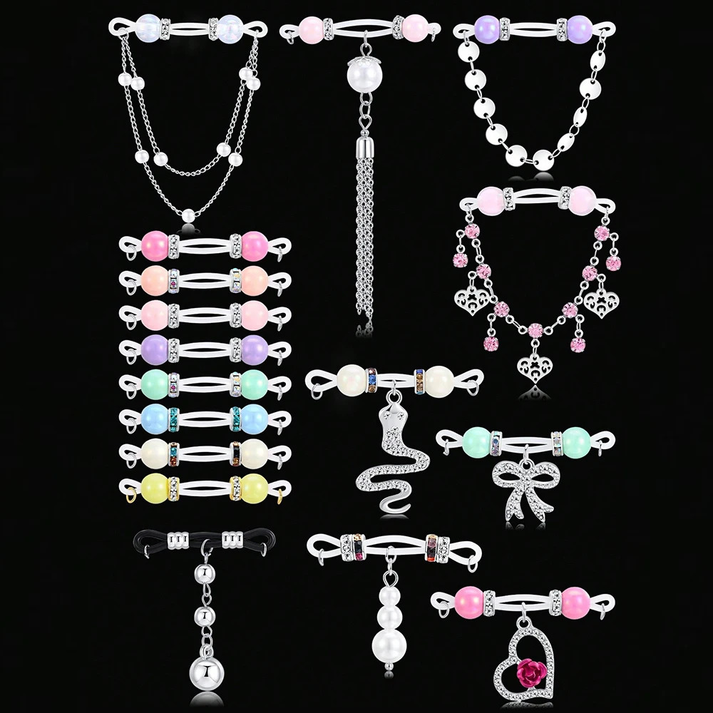 2Pairs Nipple Rings - Adjustable Fit Daily Wear Nipple Nooses - 8mm Candy Beads Nipple Jewelry Faux Nipple Piercing 251224