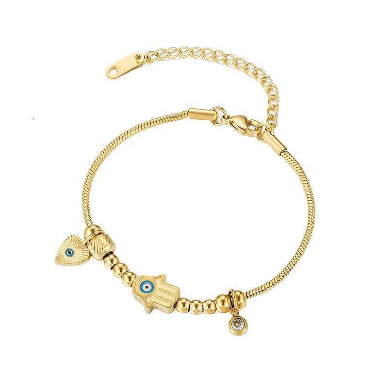 ZAKOL New Devil's Eye Peach Heart Pendant Stainless Steel Bracelet for Snake Bone Chain Bracelets Women's Fashion Jewelry