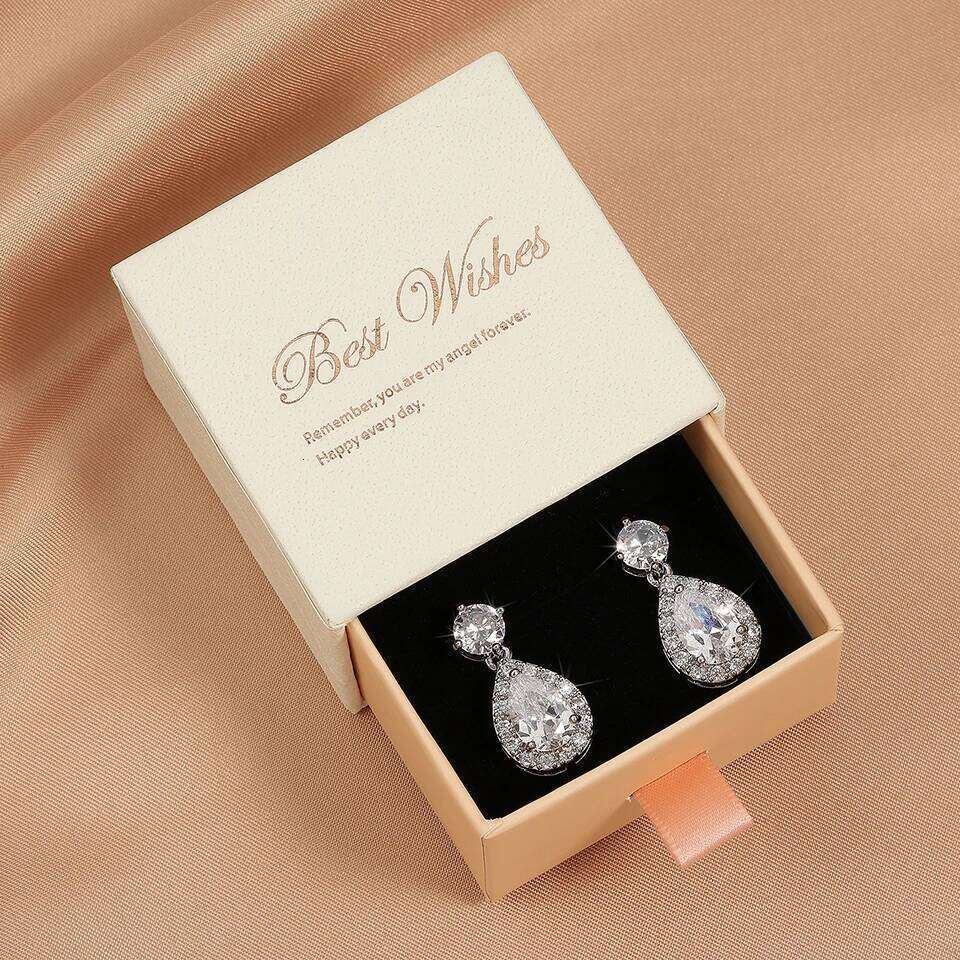 ZAKOL Classic AAA Cubic Zirconia Water Drop Dangle Earrings for Women Elegant Shiny Crystal Bride Wedding Jewelry