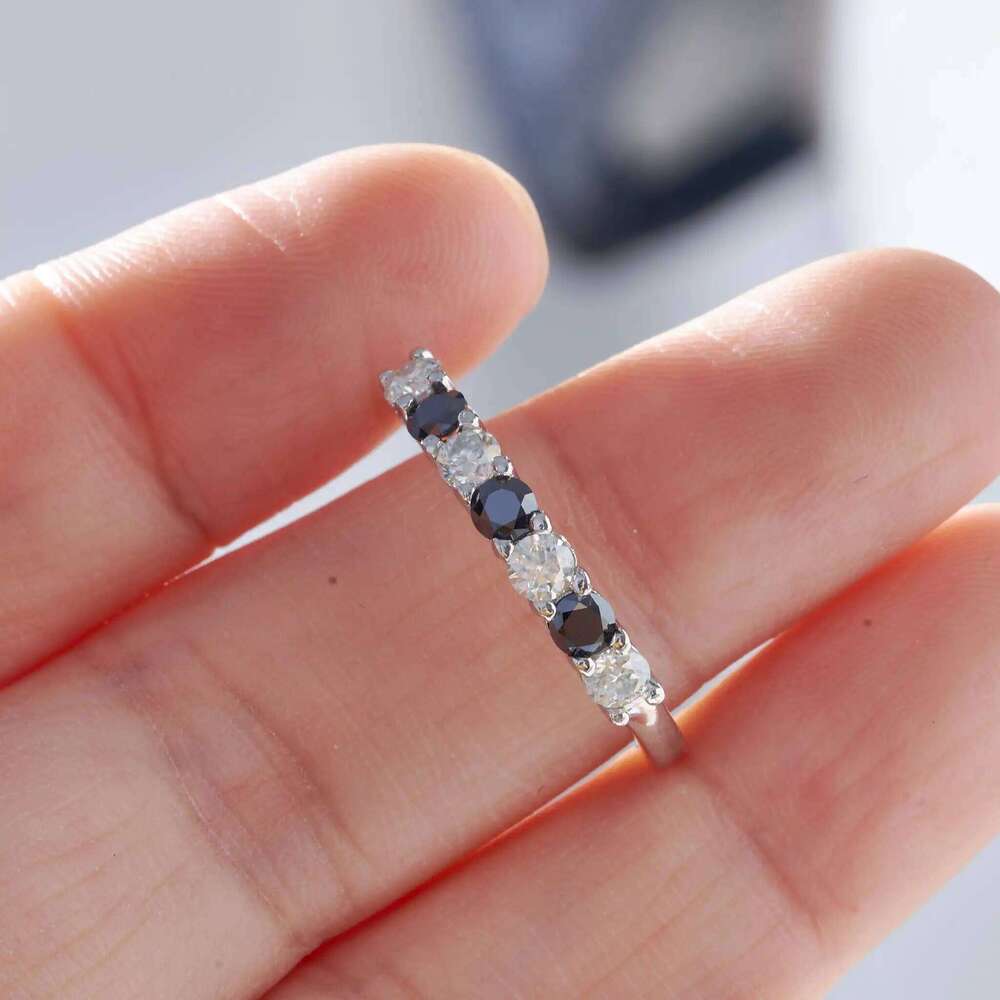 100% Green Moissanite Band Sterling Silver Wedding Rings VVS1 Diamond Half Eternity Stackable Ring for Women 282