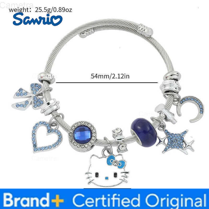 Sanrio Cartoon Charms Bracelets Kawaii Hello Kitty Beads Pendant Hand Chains Cute Bangle Jewelry Accessories Gifts for Girls H251229