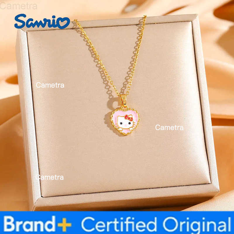 Sanrio Romantic Sweet Cute Hello Kitty Heart Pendant Necklaces for Women Girls Lovely Stainless Steel Chain Jewelry Gifts H251229