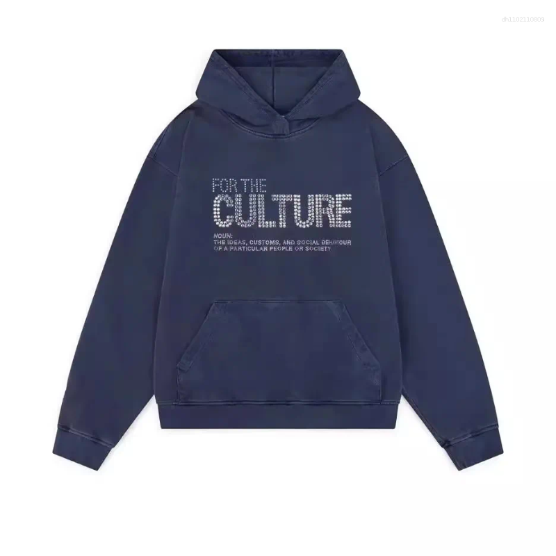 Men's Hoodies FOR THE CULTURE Trendy Streetwear rhinestone Letter Causal Loose Fit For Men And Women Long Sleeve - view 7