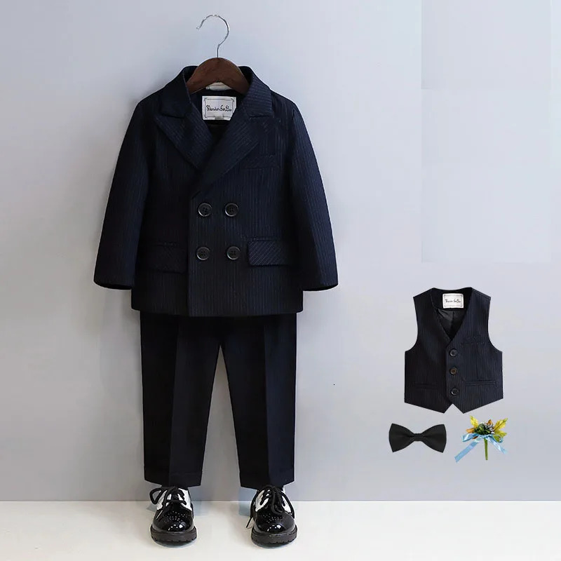 Children Black Piano Suit Kids Wedding Party Pograph Suit Flower Boys Tuxedo Dress born Baby 1 Year Birthday Costume 251218