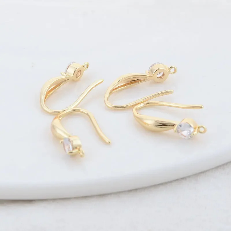 1018MM 14K Gold Plated and Zircon Stud Earring Making Supplies Hook For Jewellery Accessories 251219