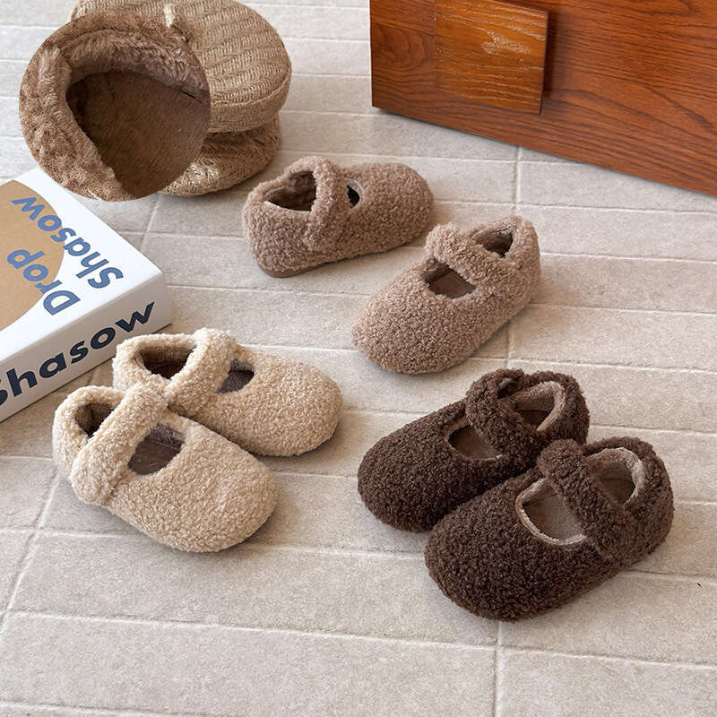 INS French Style Furry 2025 Autumn Winter New Korean Version Girls' Fleece Princess Soft Sole Loafers Cotton Shoes