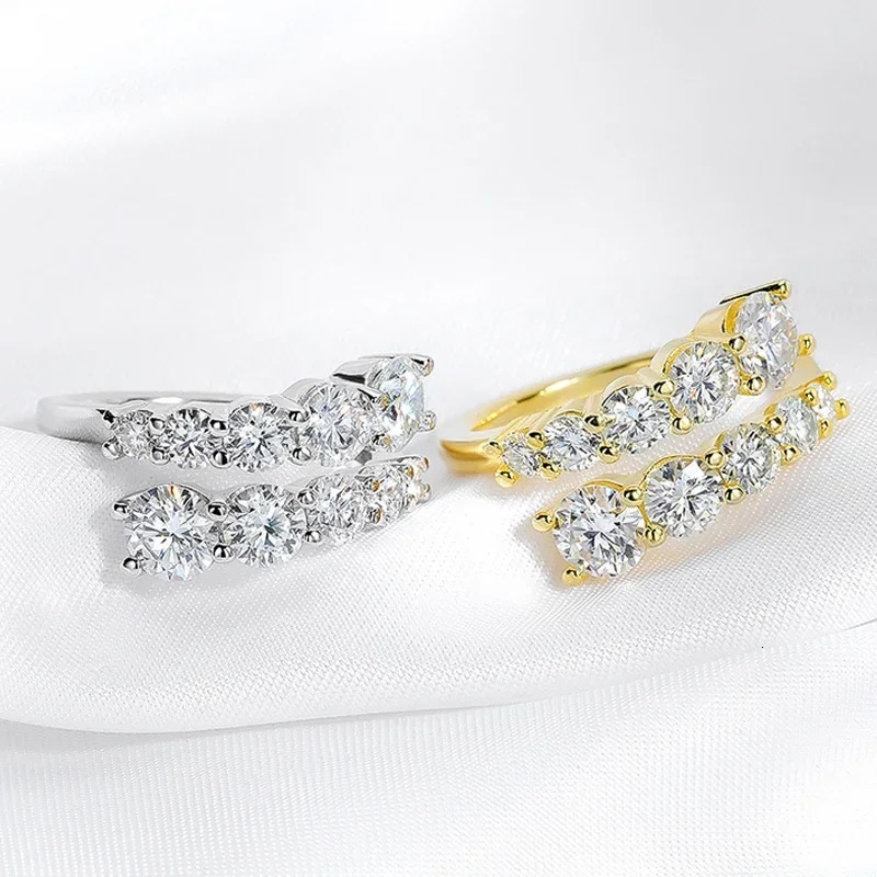 Smyoue 10 Gems Full Rings for Women Sparkling Lab Created Diamond Wedding Band S925 Sterling Silver Jewelry 251225