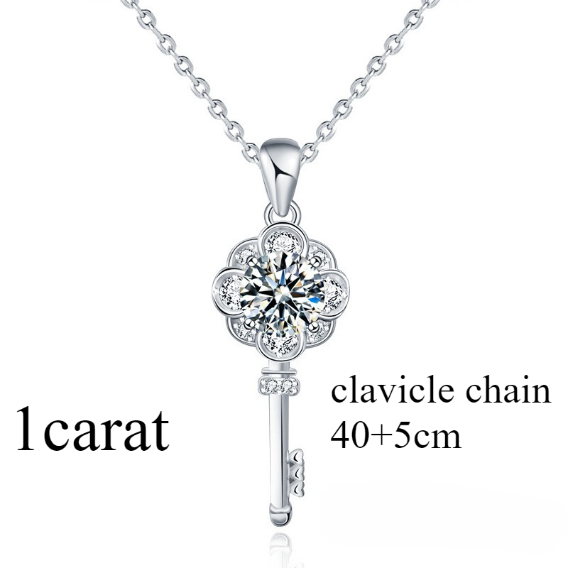 Fashion Jewelry With Moissanite Inlay Design Key Necklace Temperament Womens Long And Versatile Collarbone Pendant Couple Jewelry