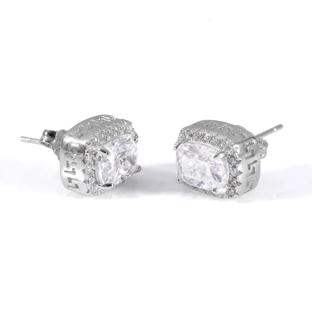 ESKEEM Iced Out D Color VVS Big Stone Stud Earrings Silver Plated Hip Hop Jewelry for Women Men Fine Jewelry Gift 251224