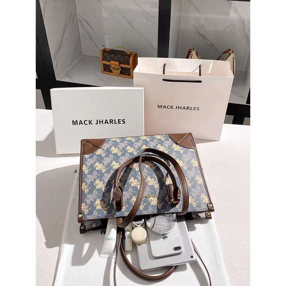 MACK JHARLES Retro Large Capacity Tote Bag 2025 Autumn New High-end Color-blocking Handbag Trend