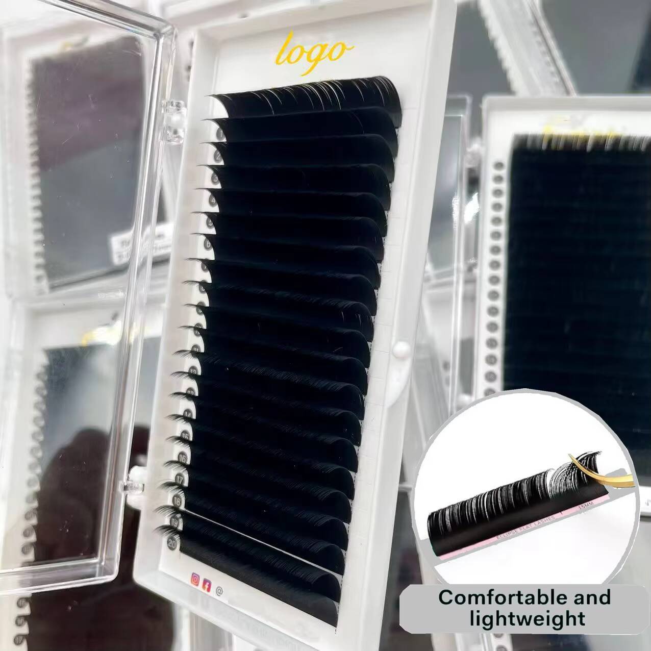 20 Rows Korean PBT Classic Eyelash Extension Trays Matte Russian Volume Cils Extension Eyelashes Tools Manufacturing Vendors