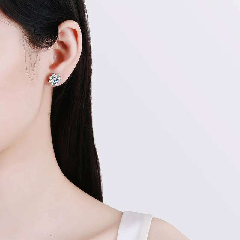 0.3-0.5ct Moissanite Earrings for Women Lab Grown Diamond Ear Studs 925 Sterling Silver Fine Jewelry Gift 2f7