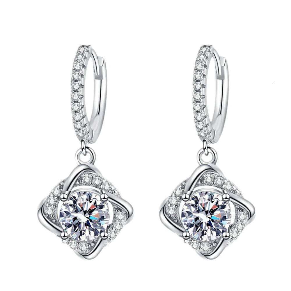 JOIAS HOME S925 Sterling Silver 1CT D Colors Moissanite Diamond Windmill Drop Earrings Women's High End Feel Daily Party Jewelry c6b