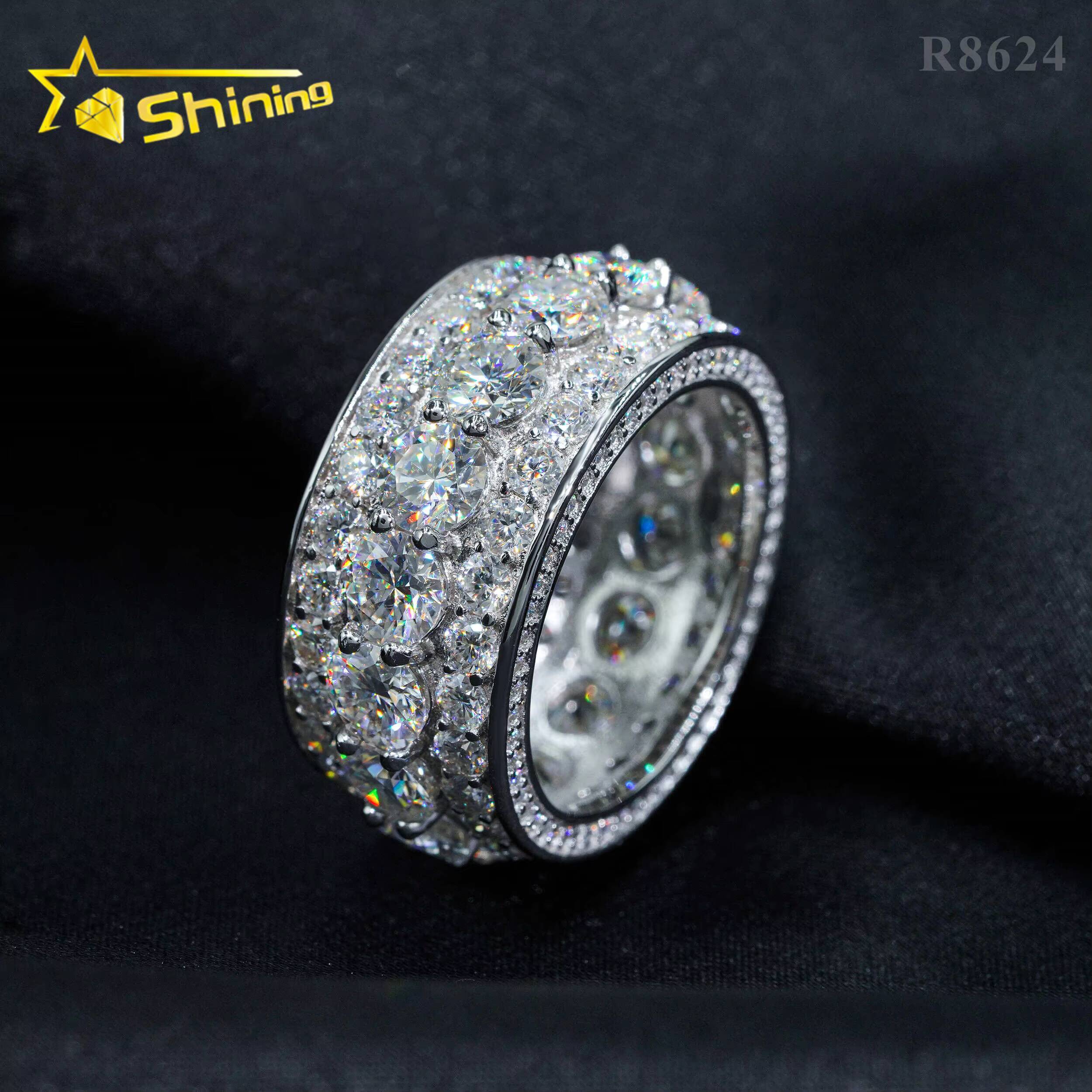Drop Shipping Pass Diamond Tester 925 Sterling Silver White Gold Plated VVS Diamond Hip Hop Jewelry Diamond Moissanite Men Ring