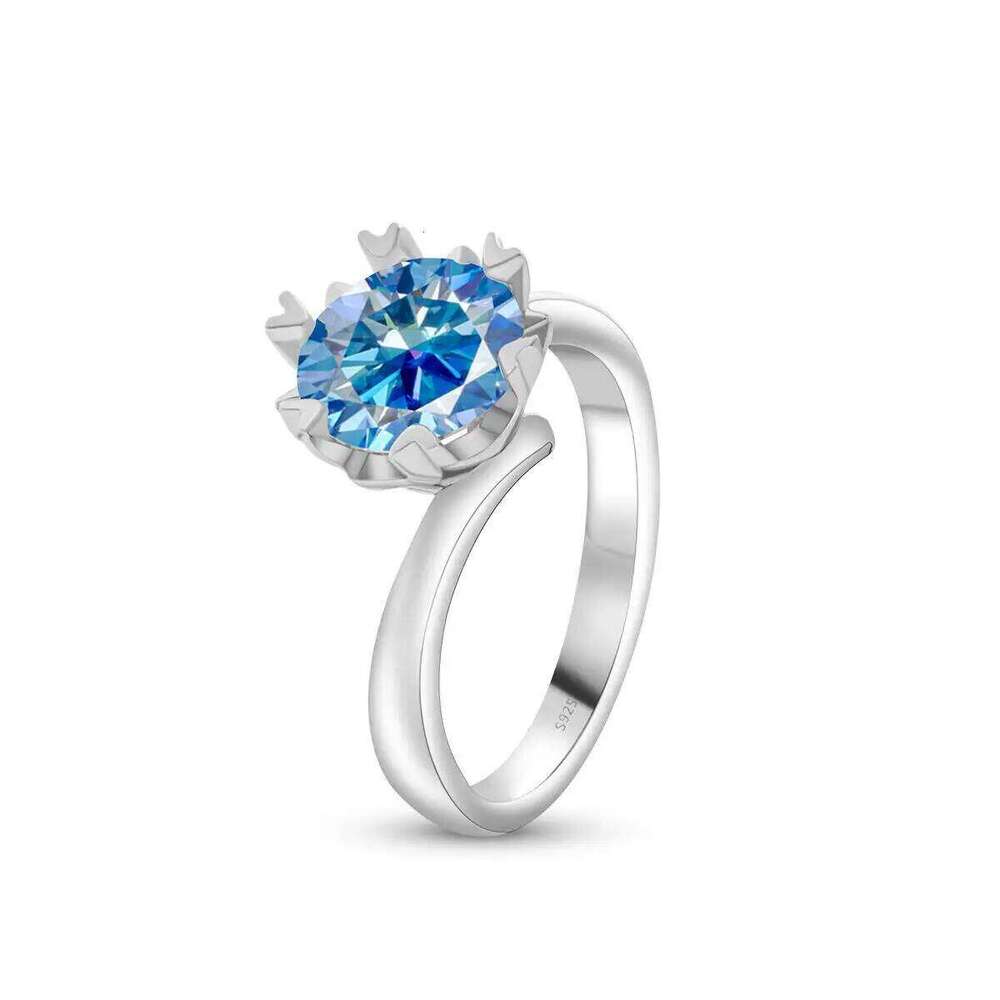 2CT 8MM Moissanite Diamond Jewelry Women's 925 Sterling Silver Plated 18K Gold Rings For Romantic Dating Snowflake 5c9