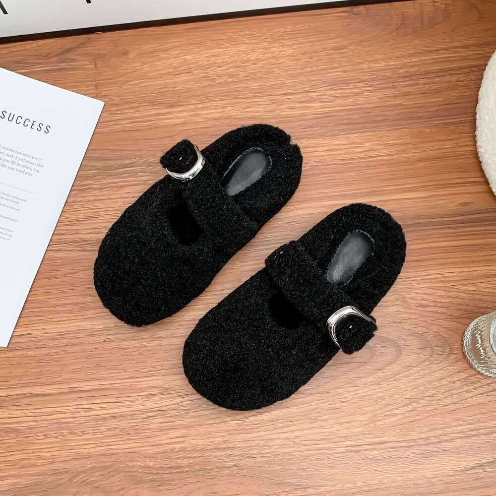 Winter New Thick-Soled Half-Cup Women's Wear, High-End Feel, Internet Celebrity Style Furry for Women, Outdoor Wear Warm Cotton Shoes