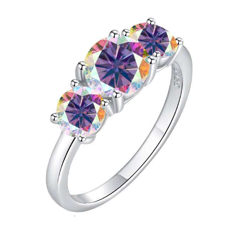 Total 4.0 Ct D Color Moissanite Three Stone Engagement Ring 925 Silver Rings 18K Gold Plated Customs Jewelry Wholesale afe