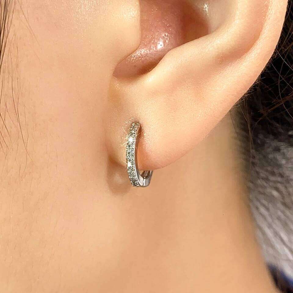 ZAKOL 6 Pcs Shiny Zircon Chunky Circle Hoop Earrings for Women Girls Fashion White Gold Color Helix Tragus Piercing Jewelry