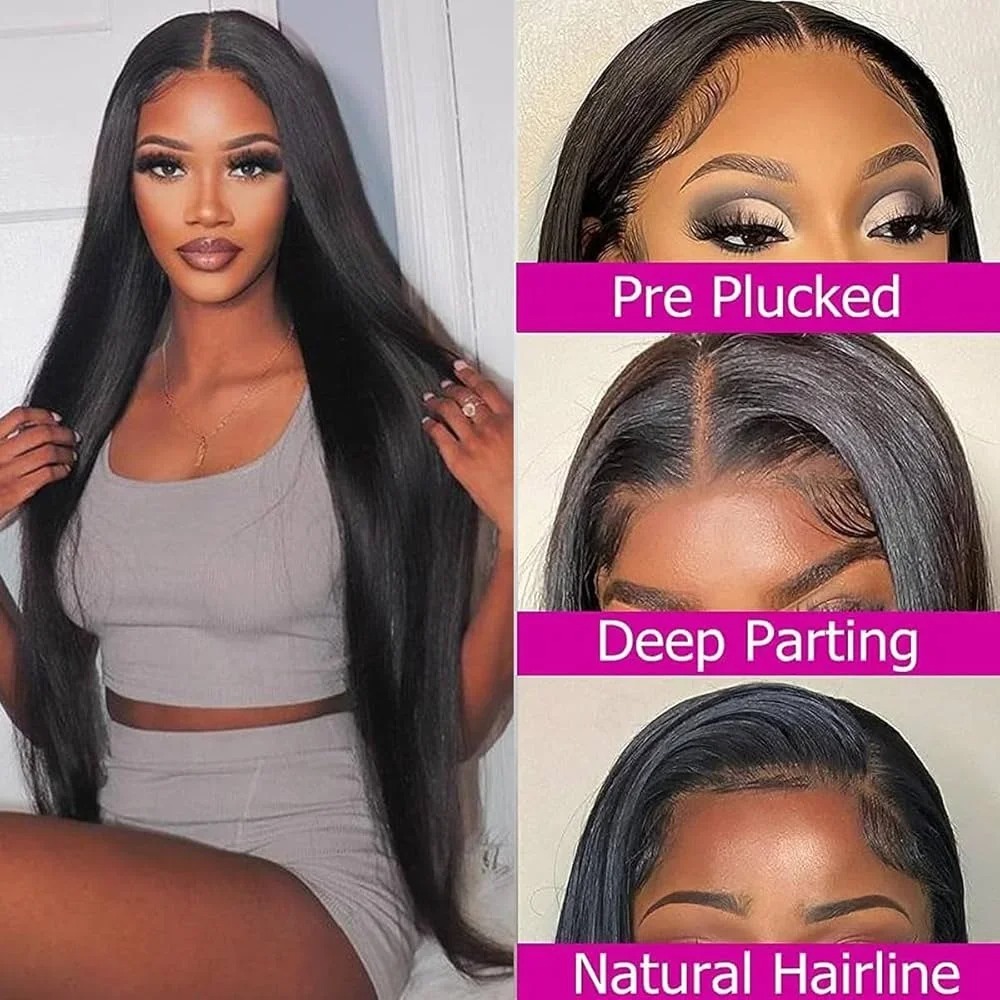 30 40 Inch Bone Straight Human Hair Wigs 13x4 Hd Lace Front Brazilian Hair Wigs 13x6 Transparent Lace Frontal Glueless Wigs For Women Daily Use
