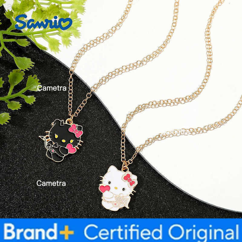 Sanrio Black White Hello Kitty Couple Necklace Set - Adorable Matching Kitty Charms Perfect Gift for Fans Couples Best Friends H251229