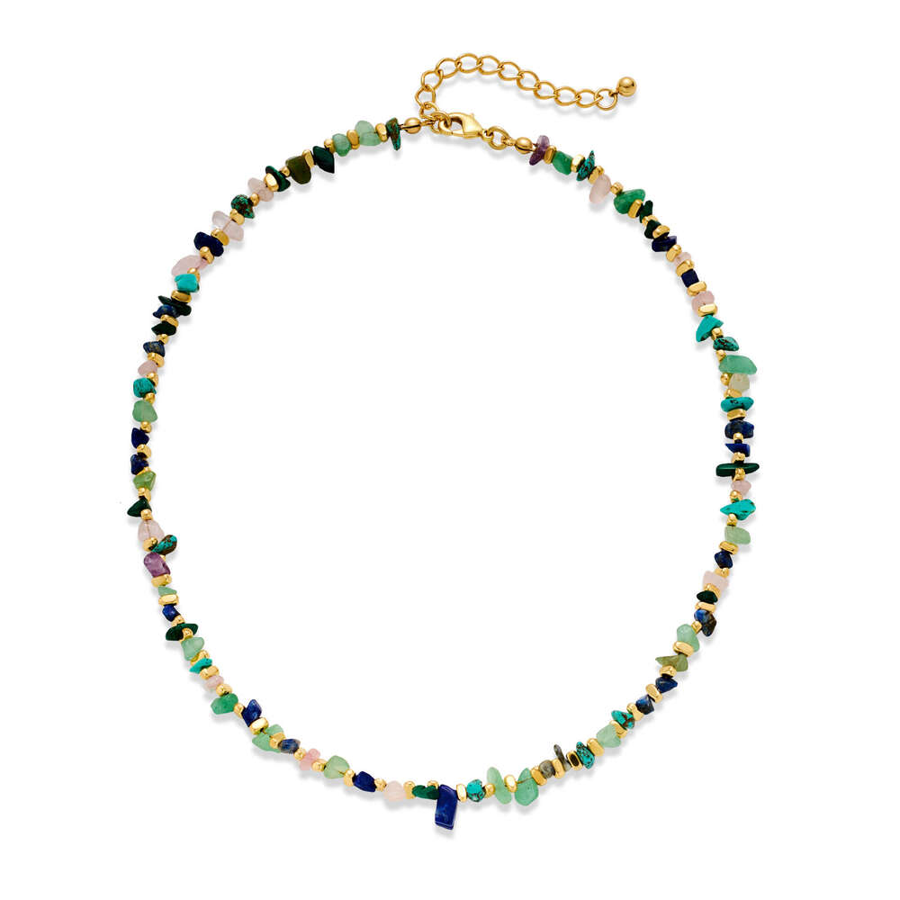 Niche Irregular Colorful Stone Dopamine Collarbone Chain Women's INS Style Mixed Beaded Necklace