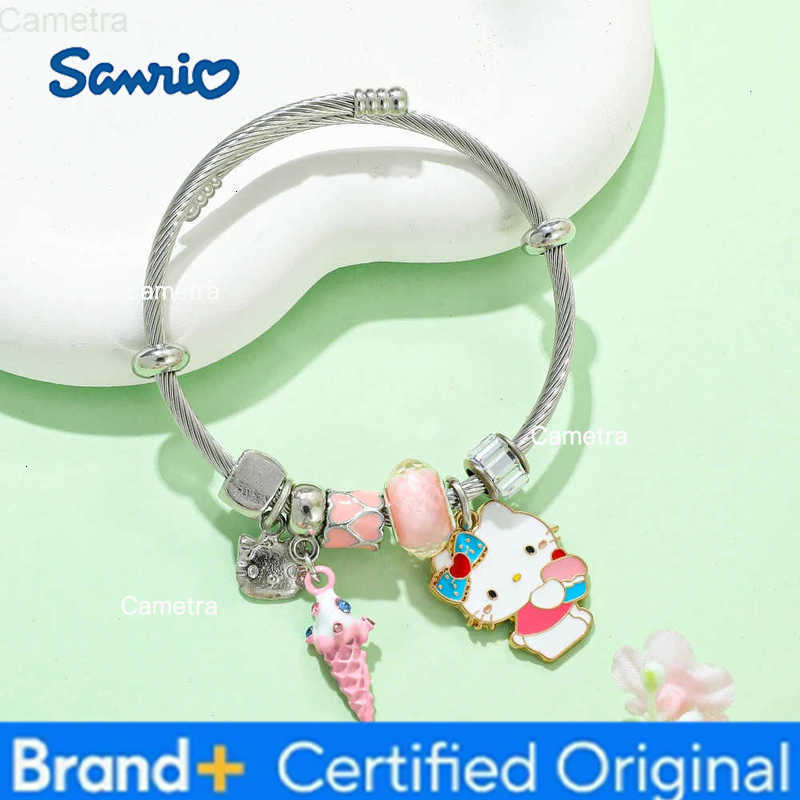 Sanrio Hello Kitty Ice Cream Themed Bracelet Cartoon Cute KT Cat Bangle Birthday Jewelry Accessory Gift for Children H251229