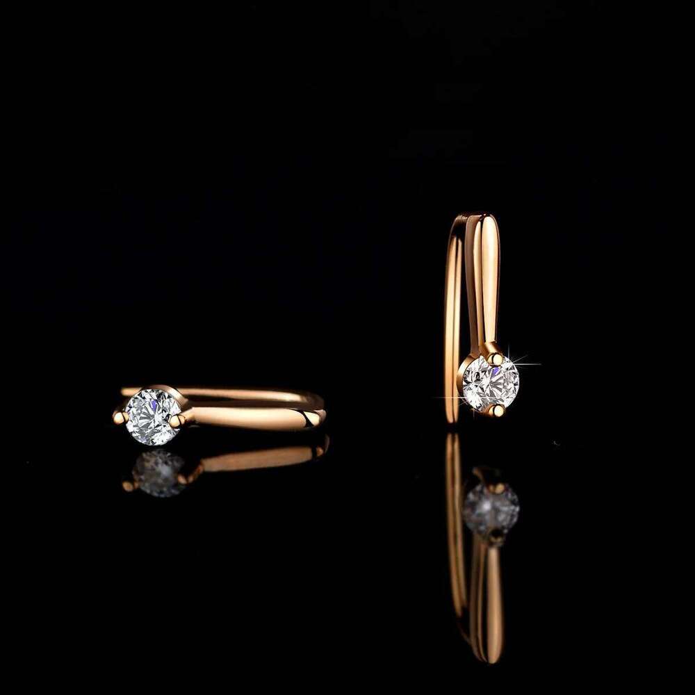 Moissanite Earrings Lab Diamond 925 Sterling Silver with White Champagne Gold Plated Studs Hoop Earring Wedding Jewelry b08