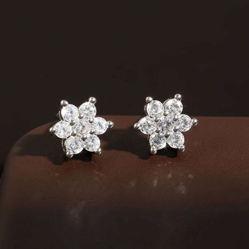 ZAKOL Exquisite Shiny Zircon Mini Flowers Stud Earrings for Women Sweet Female Pierced Ear Accessories Party Jewelry