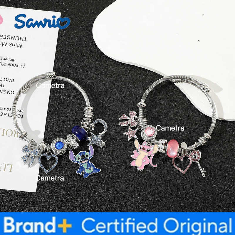 Sanrio Disney-Lilo Stitch Angel Charm Bracelets for Women and Girls Lovely Accessories for Fans Birthday and Christmas Gifts H251229