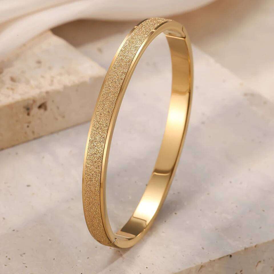 ZAKOL Stainless Steel Frosted Surface Bracelet for Women Men Fashion Couple Stackable Bangle Waterproof Jewelry Gift