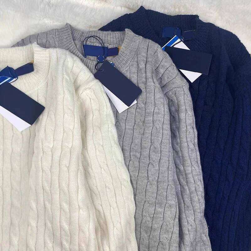 Winter Cozy Cable Sweater, Embroidered Round Neck Pullover, Unisex Warm Knit Top The Perfect Gift For Everyone