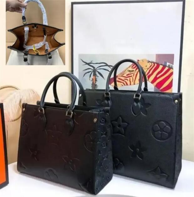 Luxurys Designer Bag Onthe Go Embossed Flower Large Capacity GM MM Tote Bag lvslys Women Shoulder Bags Handbags Lady Crossbody Female Backpack Purse Shopping Bags