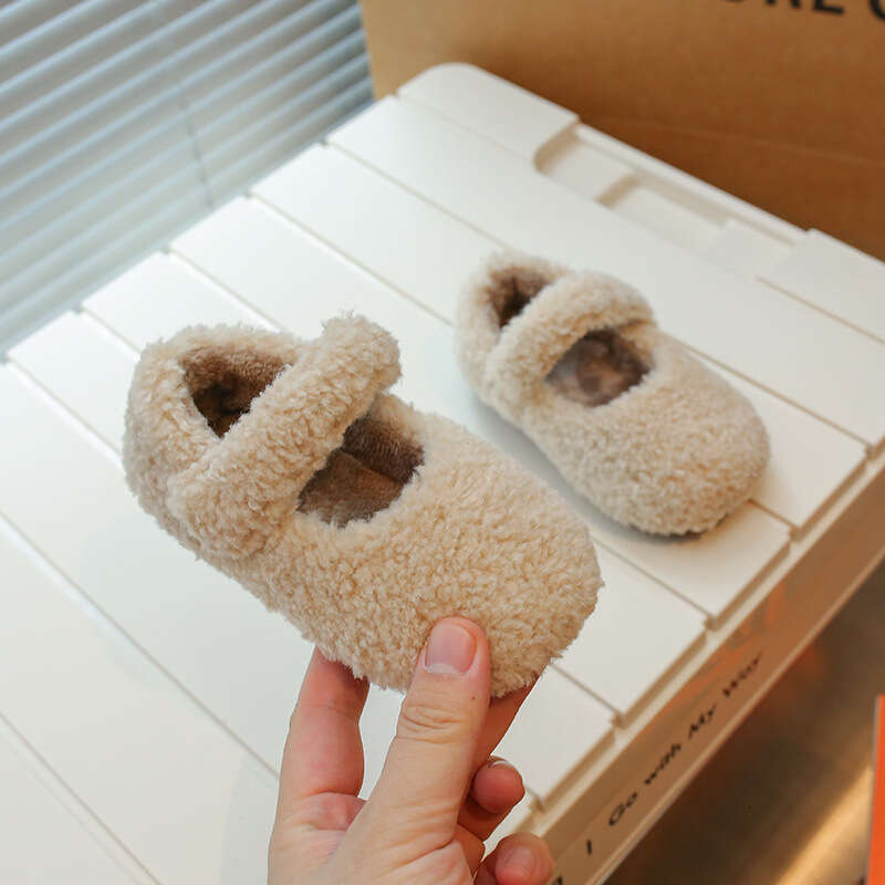 Cotton 2025 Autumn Winter New Solid Color Cute Baby Lightweight Children's Furry Shoes